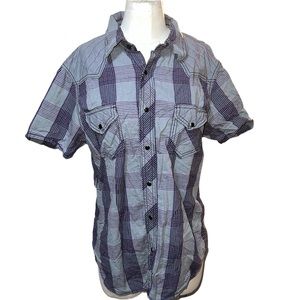 ☠️5/$20☠️ ARIZONA | SNAP DOWN PURPLE PLAID WOMENS SHORT SLEEVE LOGHT WEIGHT TOP